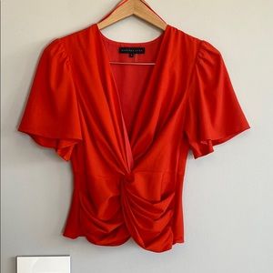 Endless Rose Red Blouse Flutter Sleeve Small
